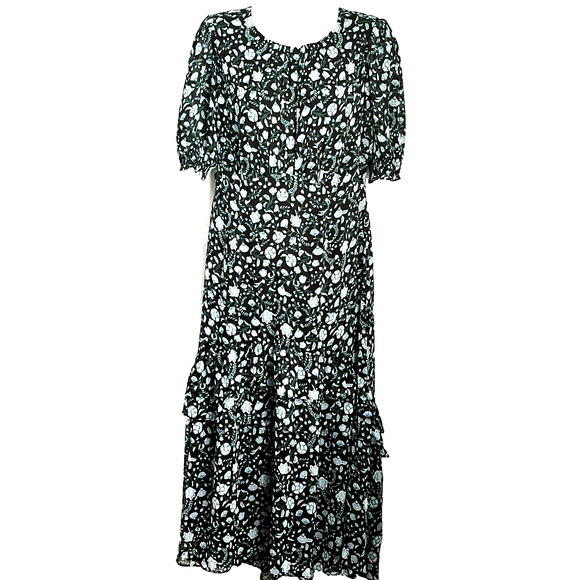NWT Draper James Midi Dress SZ 8  Green Cottagecore Party Floral  DRW1027 - Picture 1 of 16